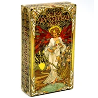 Golden Art Nouveau Tarot Deck Cards with Guidebook Cards Occult Divination Book Sets for Beginners Classic Art Nouveau Style 1