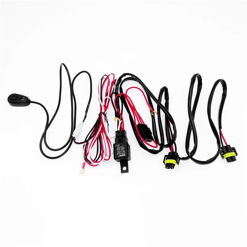 

H11 H8 H9 Car LED Headlight Fog Lamp Wiring Harness Socket Connector Cable Remote Control With Switch DRL 12V Relay