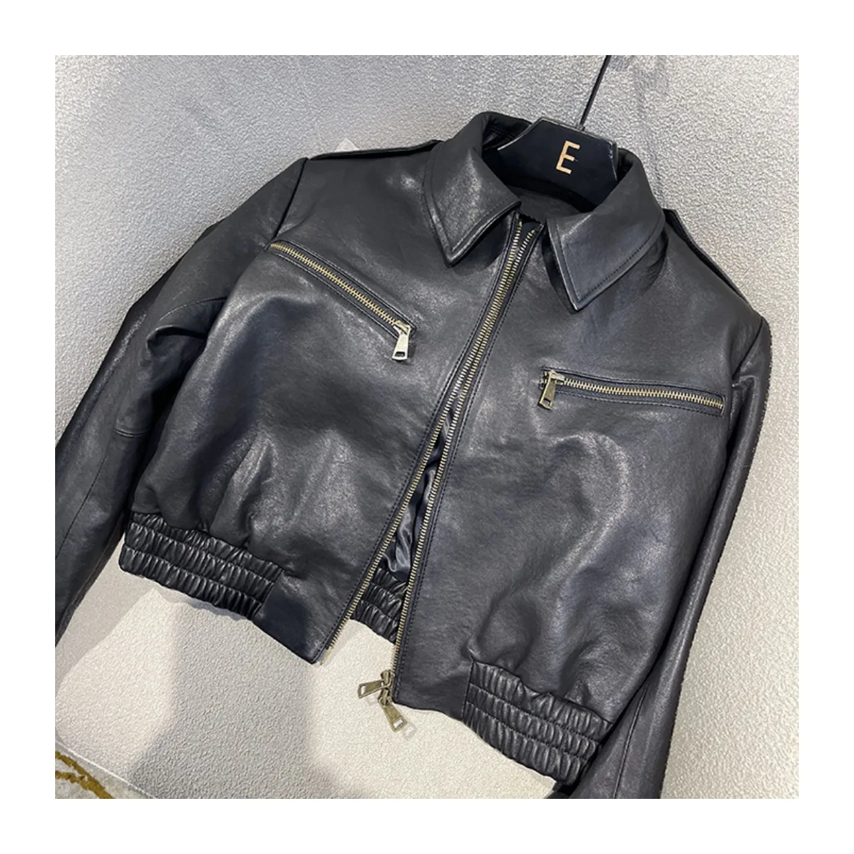 2023 Spring Autumn Chic Women's High Quality Genuine Leather Biker Jackets Elegant Sheepskin Short Coat B828