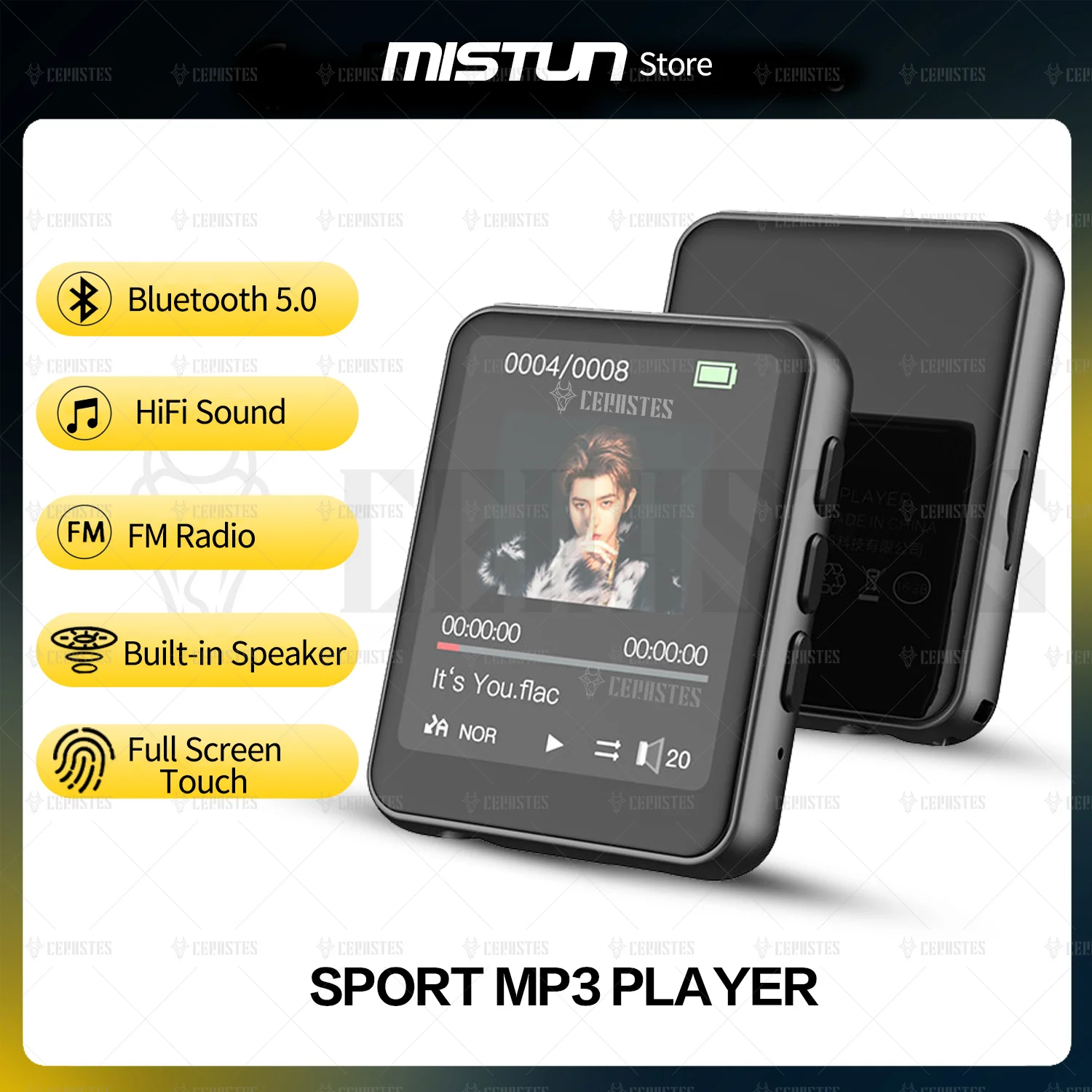 

Музыкальный проигрыватель MP3, Bluetooth 1,8 дюймов, с сенсорным экраном, портативный, для занятий спортом, плееров Mp4, FM/динамиков/шагомеров