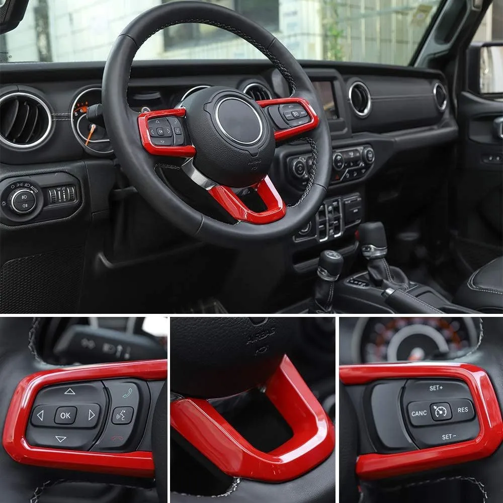 

Steering Wheel Covers Panel Decoration Interior Accessories for 2018-2021 Jeep Wrangler JL, for 2020-2021Jeep Gladiator JT