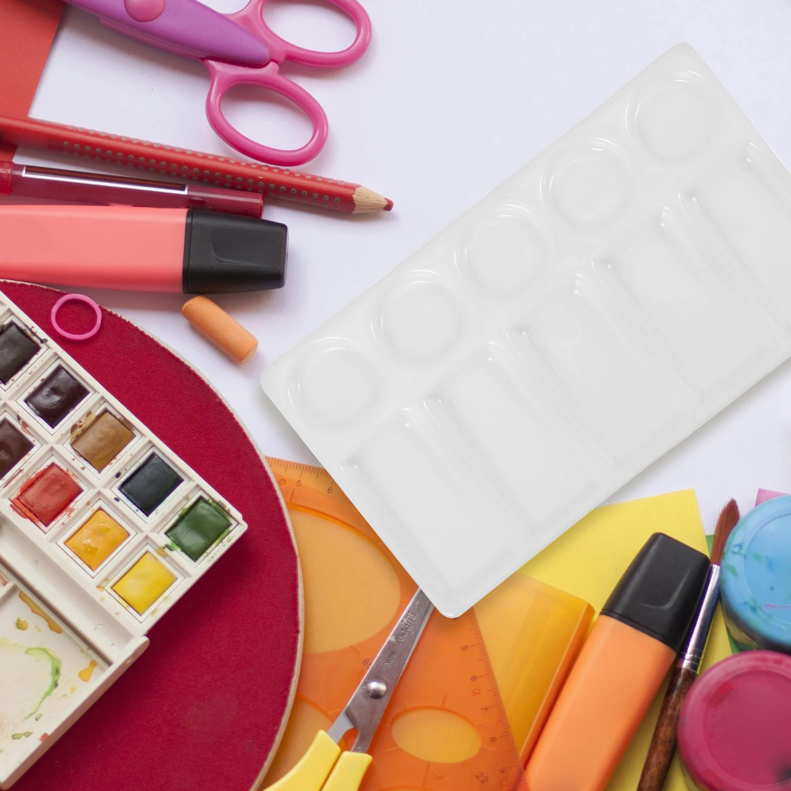 White Paint Ceramic Paint Palette 10 Watercolors Mixing Palette Tray Painting Color Pallet Pigment Mixing Plates Artist Painters paint tray color palette watercolor palette