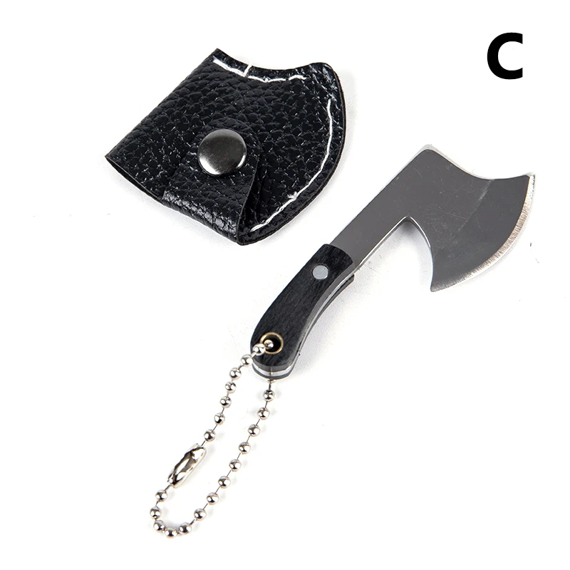 Mini Stainless Steel Axe Hatchet Pocket Knife Keychain Keyring EDC