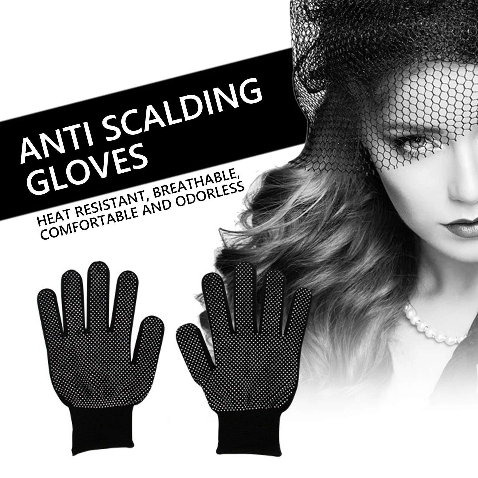 Lisseur de Cheveux Résistant à la Chaleur, Gants de Protection, Outils de Coiffure, Doigt, Perm Curling, Degré de Chaleur, 1 Paire