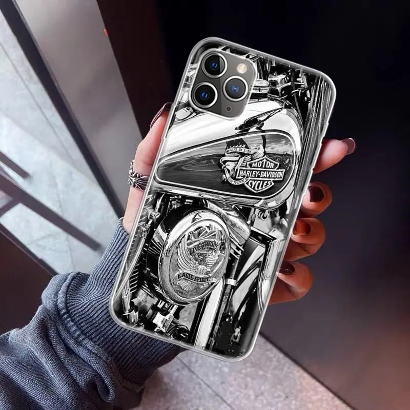Vintage Motorcycle Pattern Soft TPU Phone Case - Classic Design Back Cover