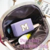 Small Personalized Initial Letter Makeup Bag Cute Waterproof PU Leather Cosmetic Bag Preppy Makeup Pouch Toiletry Zipper 3