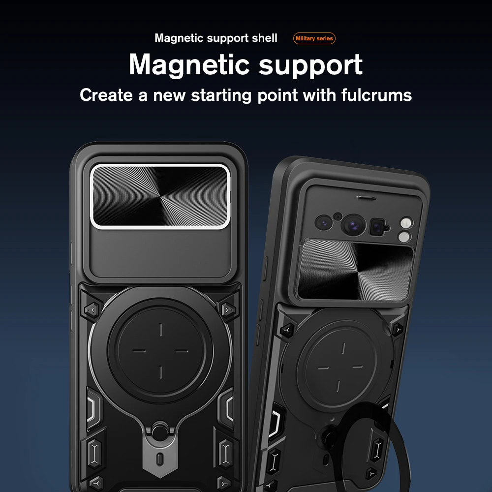 Magnetic Holder Support Phone Case For Google Pixel 8 5G Push Window Camera Lens Protective Cover Pixel8 Pro_voghion.com