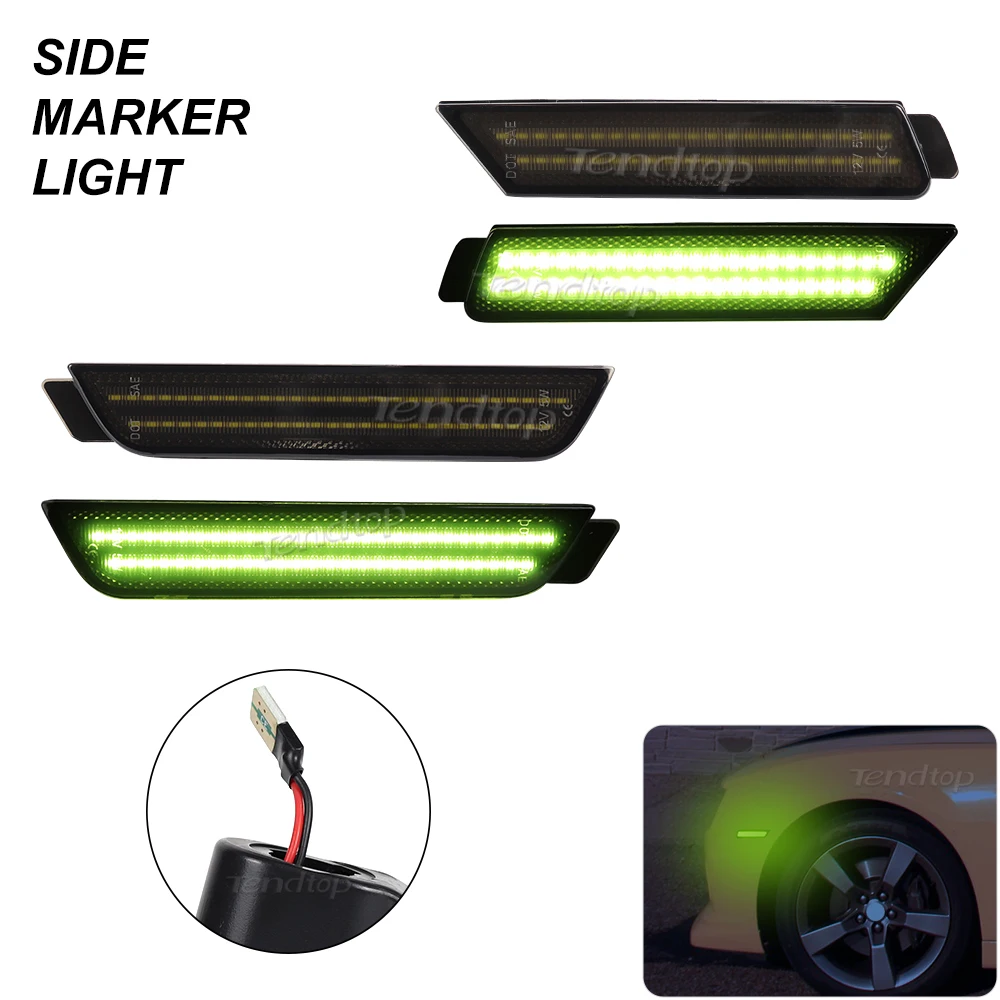 

Зеленая фотовспышка, боковые габаритные огни, указатель поворота зеркала, индикатор переднего и заднего бампера для Chevrolet Camaro 2010-2015