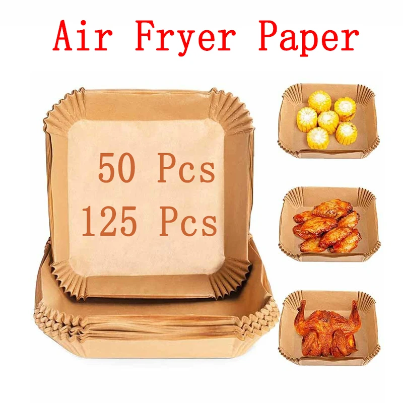 Air Fryer Liners Disposable, 125Pcs Air Fryer Paper Square, Non-Stick and  Protec