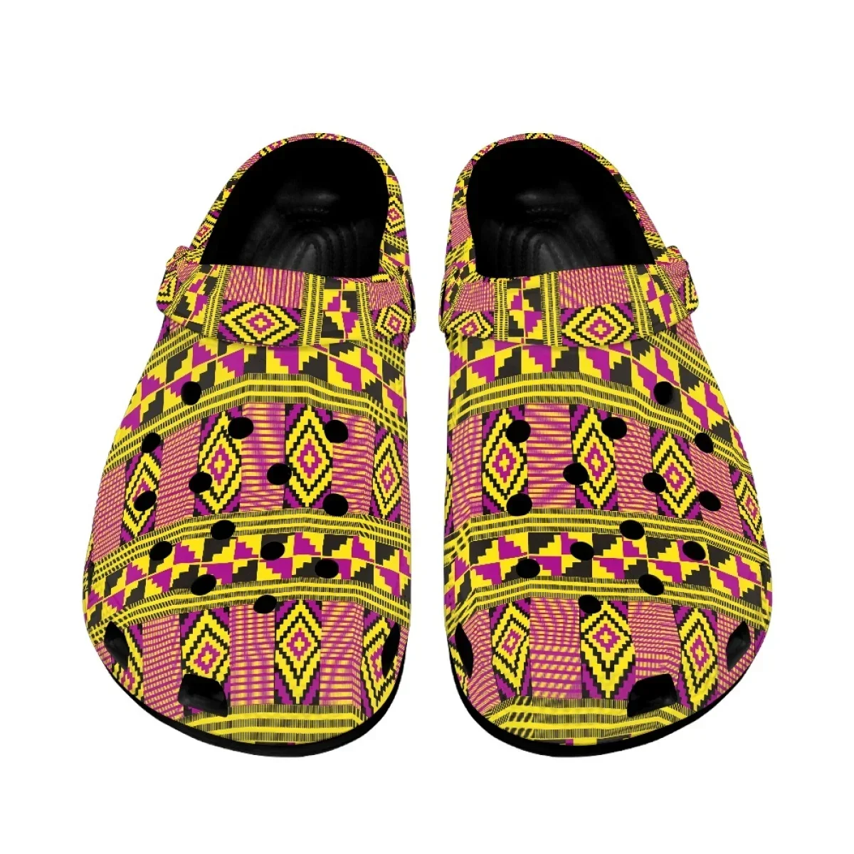 Vintage Tribal Folk Print Summer Beach Flat Sandals Non-slip Lightweight Breathable Clogs Unisex Soft Sole Garden Shoes Slides
