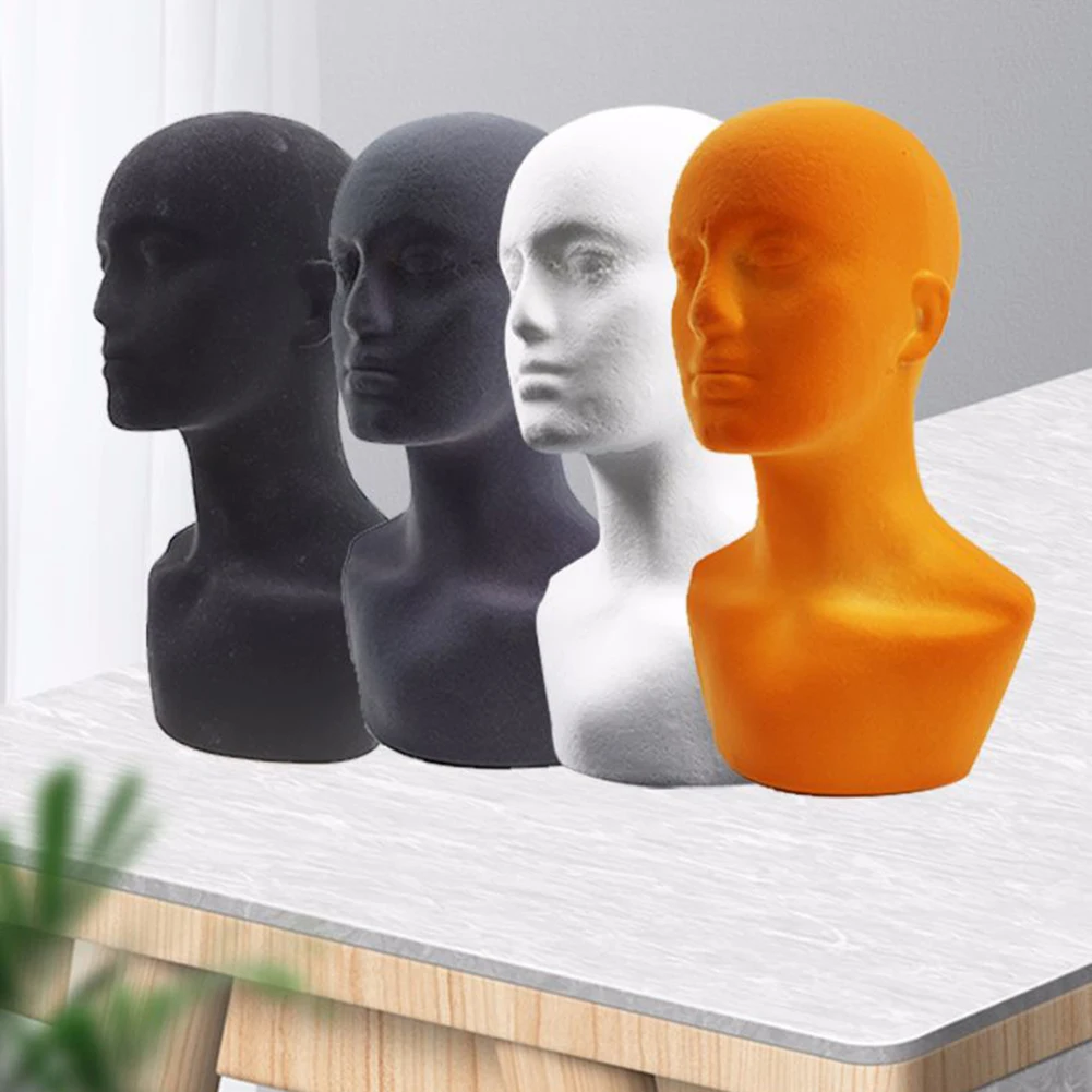 Practical Polystyrene Styrofoam Foam Male Mannequin Head Man Model Stand Wig Hair Headset Head Mannequin Rack for foam mannequin head