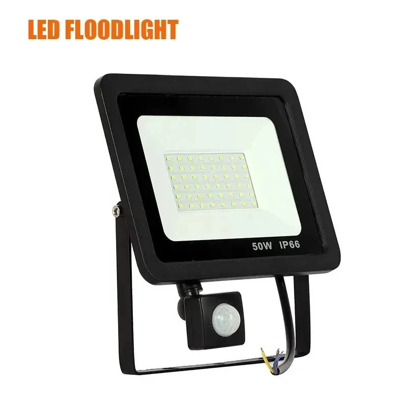 Led Flood Light Outdoor Motion Sensor 220V 10W 20W 30W 50W 100W Spotlight Detector Projector Lamps Waterproof Ip66