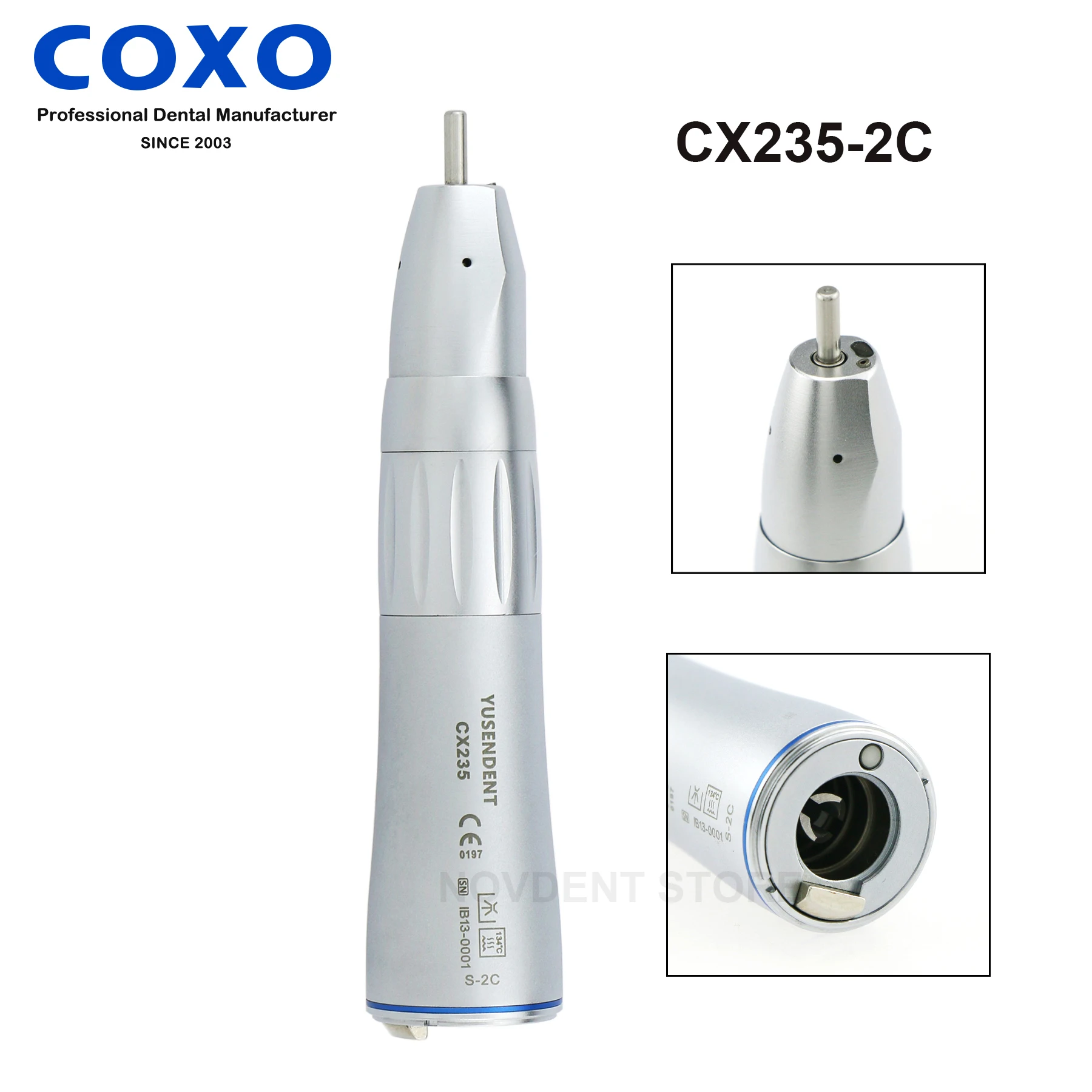 

COXO Dental 1:1 Low Speed Inner Water Straight Handpiece Fiber Optic Nose Cone CX235-2C