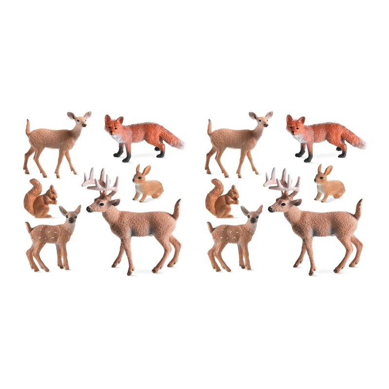 

12 Pieces Woodland Animals Figures Forest Creatures Figurines Squirrel Deer Rabbit Family Figurines Miniature Toys