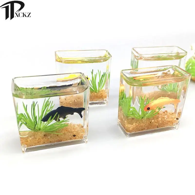 Dollhouse Miniature Glass Fish Tank Bowl Aquarium Doll House Home Ornament  Z~ 