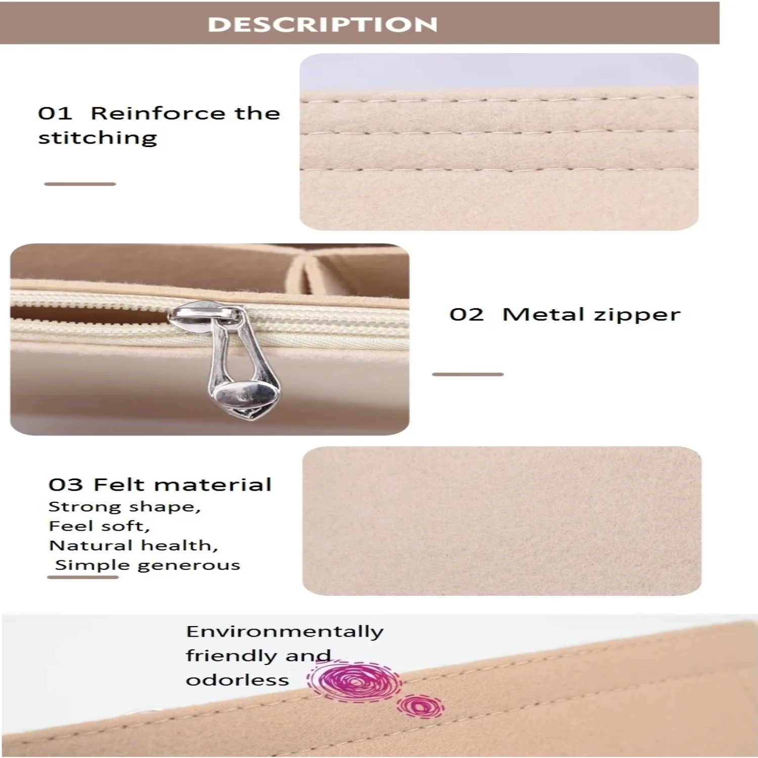 Fits For Vavin BB PM Flap Felt Cloth Insert Bag Organizer Makeup Handbag Organizer Travel Inner Purse Portable Cosmetic Bags