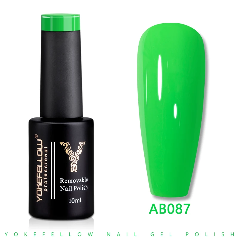 

YOKEFELLOW UV LED Gel Nail Polish Green AB087 10ML Professional Semi-permanent Gel Varnishes for Nails