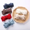 Solid Ribbed Cotton Baby Headband Big Bow Double Layers Knotted Headwraps Newborn Boys Girls Elastic Hair Bands Accessories 6