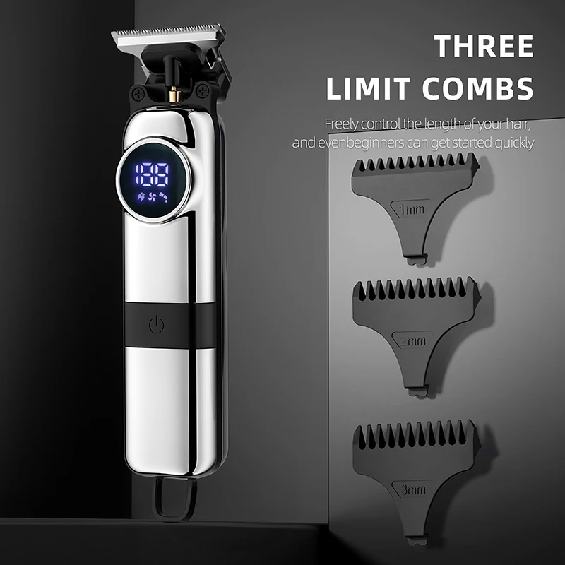 WAIKIL Men's Electric Hair Clipper Oil Head Carving Hair Salon Professional Hair Clipper USB Charging Digital Hair Clipper Tool 4