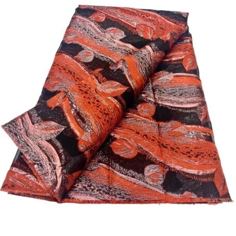 

African Tulle Lace Fabric 2023 Pink Satin Nigerian Brocade Gild Jacquard Lace Fabric For Sewing Wedding Party Dress Women Cloth