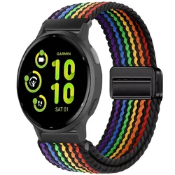 Enhanced Nylon Strap with Adjustable Magnetic Wristband, Available in 20mm and 22mm Sizes - Garmin Venu 3 (Black rainbow)