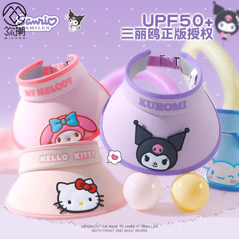 

Детская шляпа Sanrio, Солнцезащитная шляпа, летняя УФ-шляпа для путешествий и занятий спортом на открытом воздухе, мультяшная Подарочная шляпа Hello Kitty Kuromi