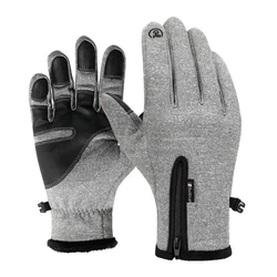 Thermal Fleece Winter Gloves for Men Touchscreen Waterproof Windproof Warm Cold Mittens Plus Velvet Thicken Black Cycling Gloves