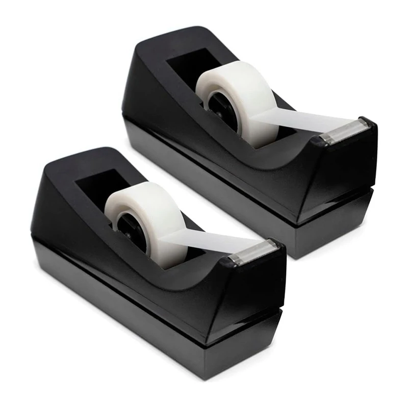 

Desktop Tape Dispenser - Non-Skid Base - Weighted Tape Roll Dispenser - Perfect For Office Home School 2 Pack Easy To Use