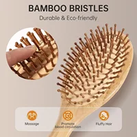 Peigne à palette en bambou naturel, peigne à coussin d'air, massage du cuir chevelu, antistatique, sans enchevêtrement, spécial pour perruques de vrais cheveux 2