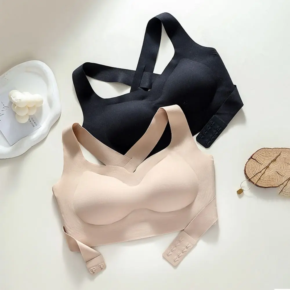 2 in 1 Women Seamless Bras Back Posture Corrector Front Buckle Push Up Bralette Cross Back Adjustable Wireless Underwear 1