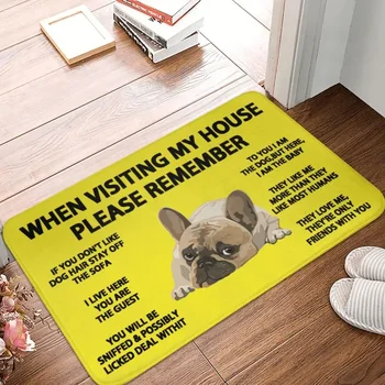 Cute French Bulldog Front Door Mat Anti-Slip Indoor Quick Dry Doormat Floor Bathroom Entrance Rug Carpet