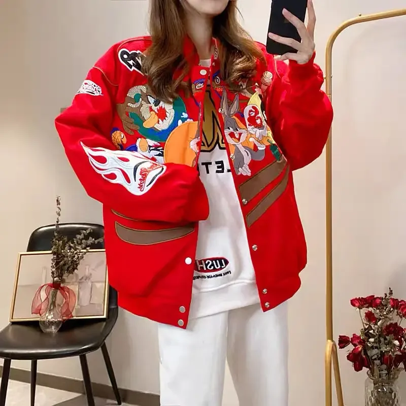 New Autumn Winter Women's Jacket Embroidery Long Sleeve American
