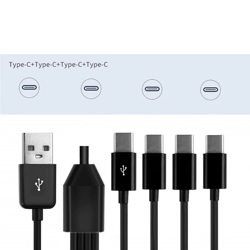4 in 1 Multi Charging Cable USB to 4x Type C Splitter Data Sync USB C Cable