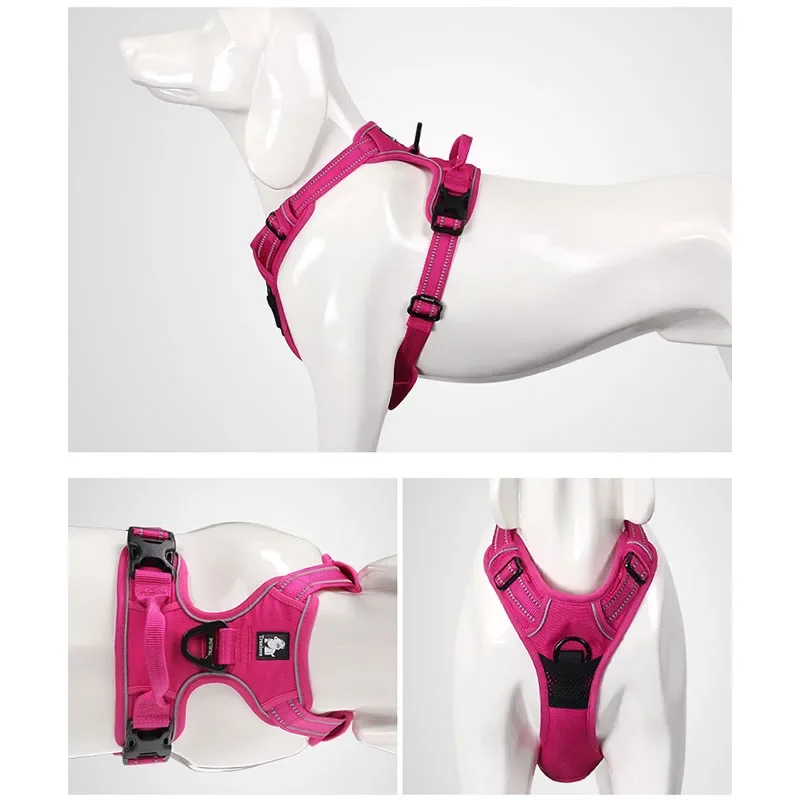 Pet Dog Harness Reflective Nylon Padded Adjustable Safety Vehicular Leads for Dog TLH5651