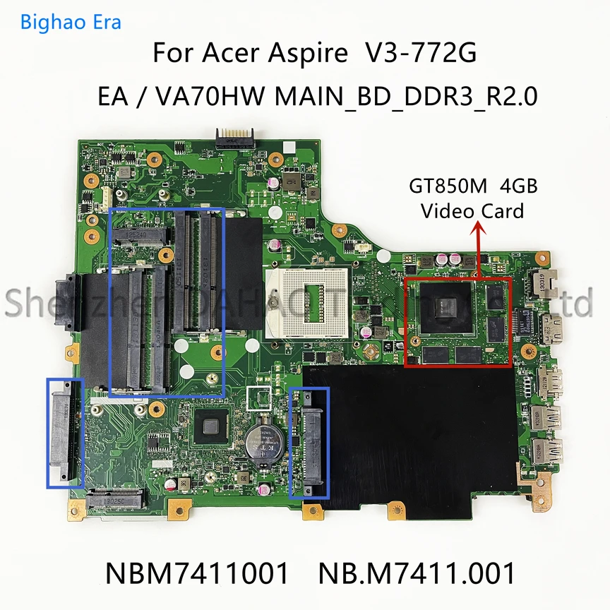 

For Acer Aspire E1-772 V3-772 V3-772G Laptop Motherboard With GT750M/GT850M 2GB/4GB Video Card EA/VA70HW MAIN_BD_DDR3_R2.0