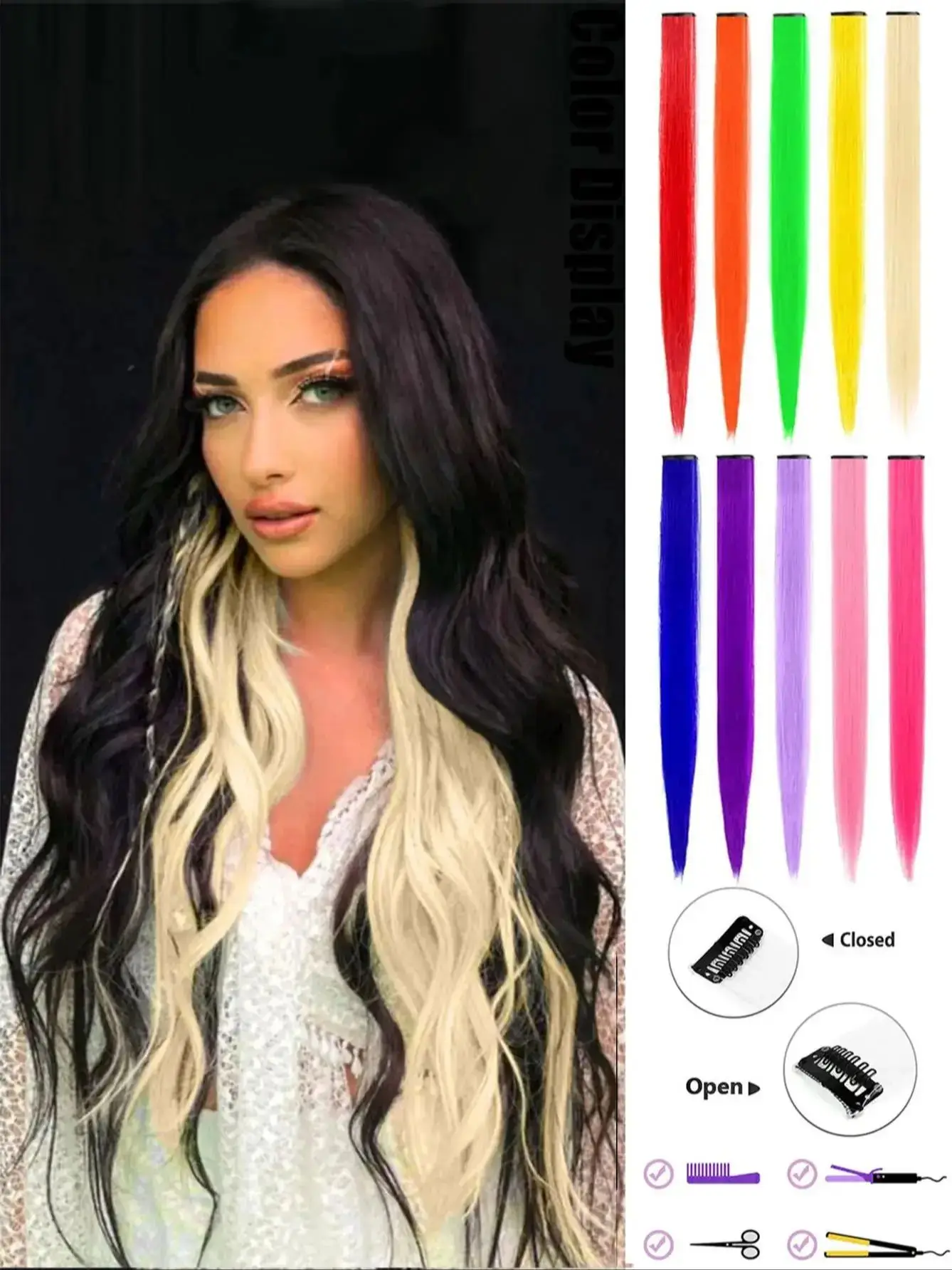 Colored Hair Extensions Clip 1