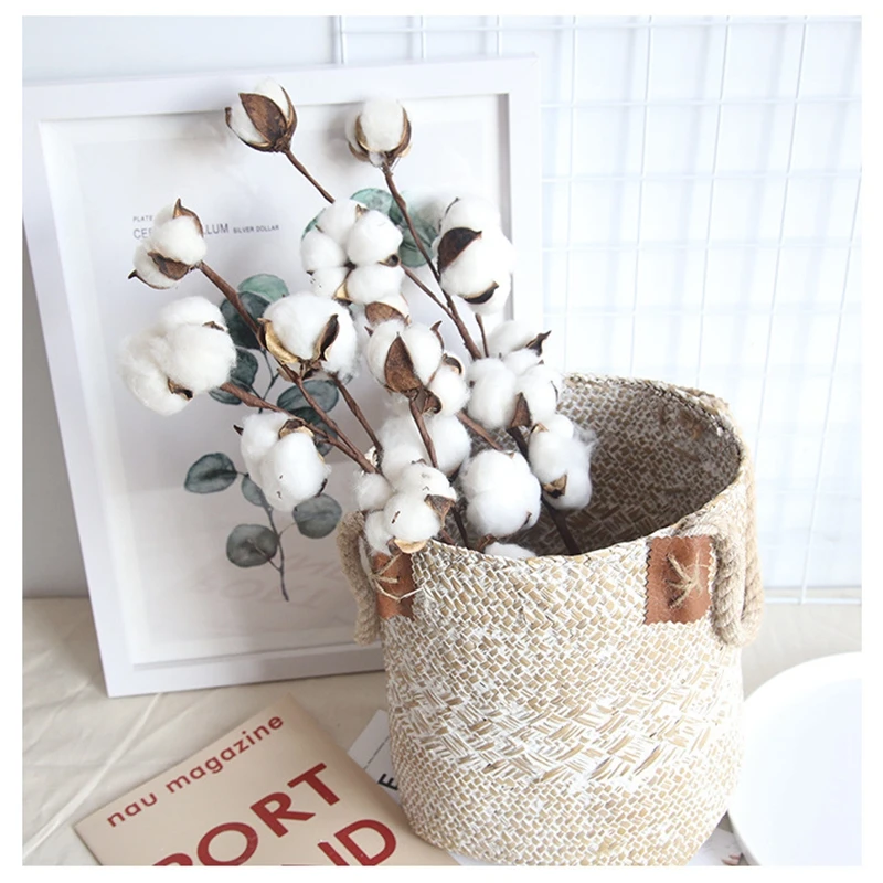Naturally Dried Cotton Artificial Plants Floral Branch Vases Wedding Garden Party Decorations Fake Flowers Home Gift Decor