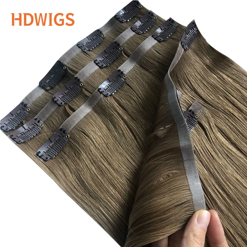 Hair Extensions Clips in Straight 6pcs Clip in PU Brazilian Virgin Human Fusion 100g Natural Blonde