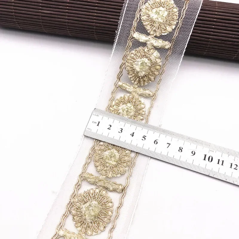 Lace ribbon Lace sewing supplies Lace decoration Lace accessories Lace sewing accessories 1 Yards Sequin Lace Trims Floral Ribbon Bridal Lace DIY Embroidery Sewing Material for Dress Decoration