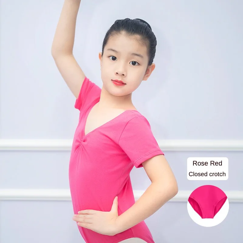 

Girls Ballet Leotard Children Bodysuit Gymnastics Clothes Closed Crotch Short Sleeved Kid Swimsuit for Dancing Dancewear Toddler