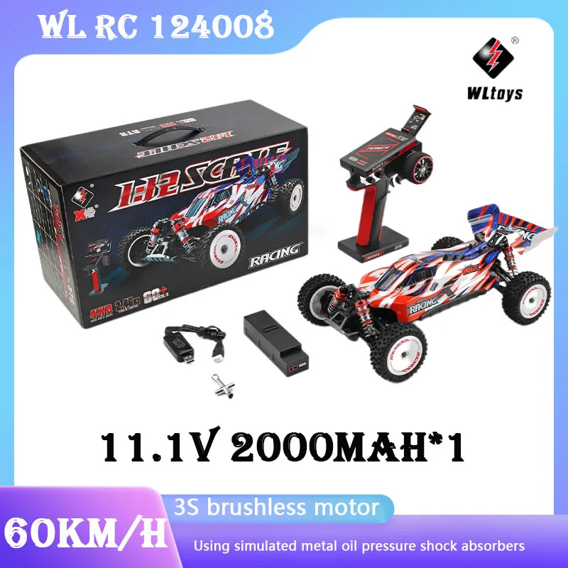 Wl Rc 124008 60 км/ч Радиоуправляемый автомобиль с батареей 3s Профессиональный гоночный автомобиль 4wd бесщеточный Электрический высокоскоростной Дрифт игрушки с дистанционным управлением