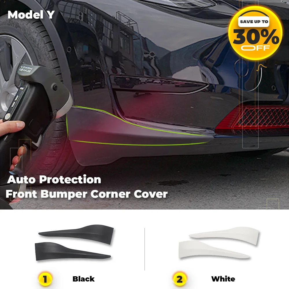 

For Tesla Model Y 2021 2022 2023 Anti Collision Front Bumper Corner Guard Corner Protector Strips Bumper Lip Auto Accessories