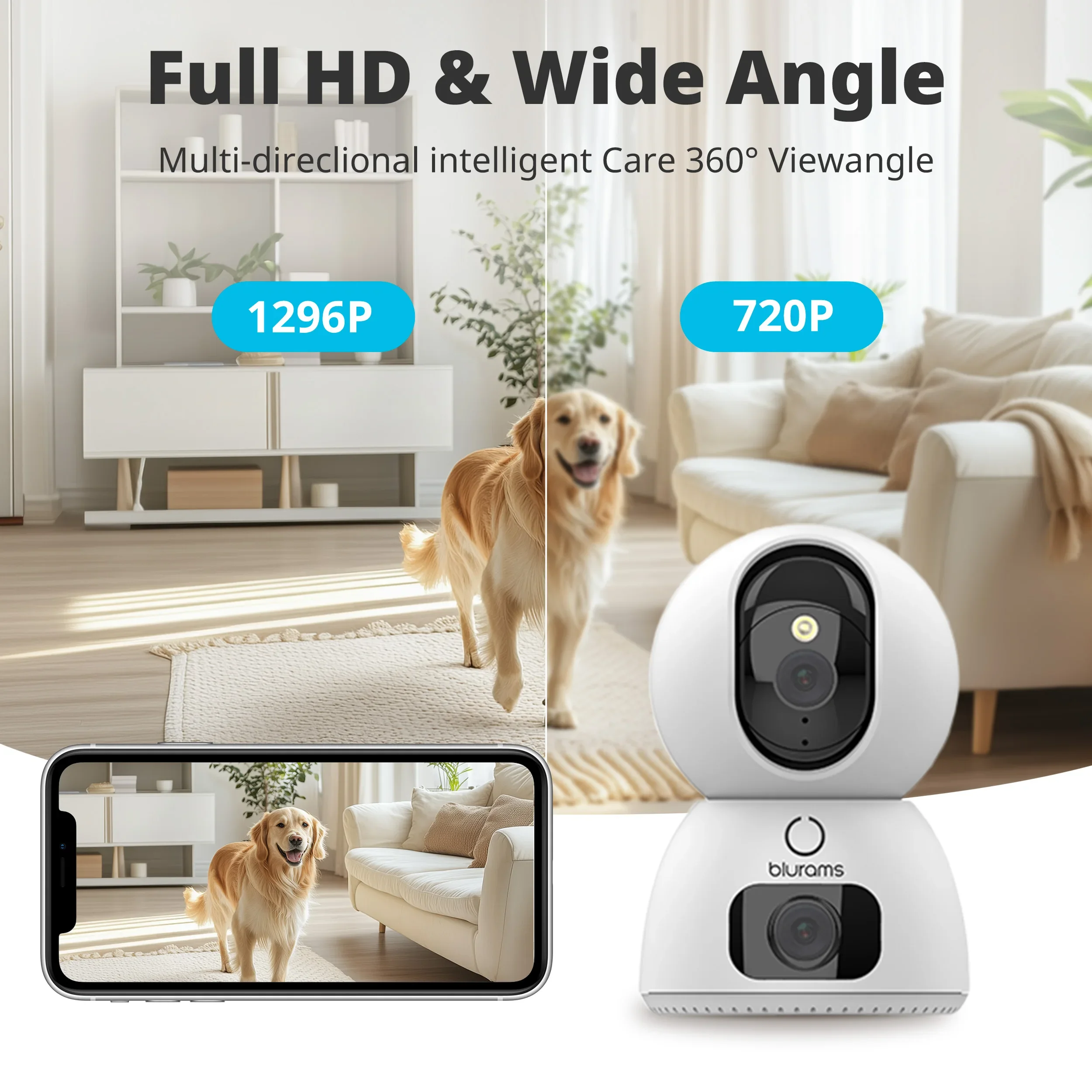 Blurams ,2.4G/5GHz WiFi,Dual Screen Machine with Linked Tracking And Dual Lens Linkage for Security And Surveillance,Bluetooth 5