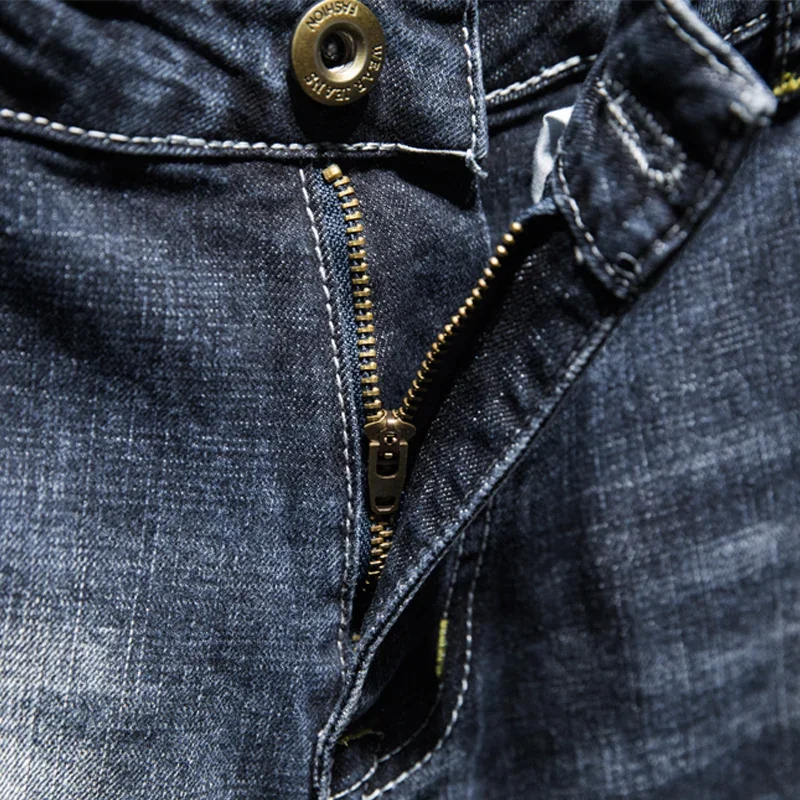 Men's Ripped Jeans Streetwear Personality Trendy Korean Fashion Slim Beggar Holes Denim Pants Stretch Casual Male Trousers