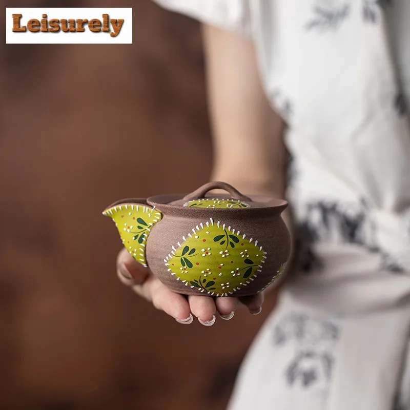 150ml Hand Painted Old Rock Clay Treasure Bottle Teapot Retro Tea Infuser Pot Tea Maker Kettle With Strainer Teaset Pot Bearing