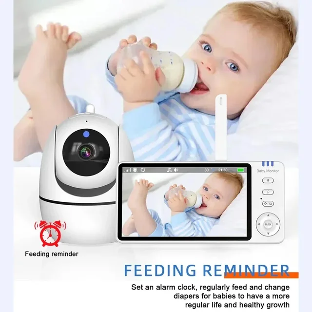 VBABM ABM501 Baby Monitor 5.0 Inch 3500mAh Battery Temperature detection Nanny PTZ Camera 2-way Audio VOX Lullaby Up USB Charge 2