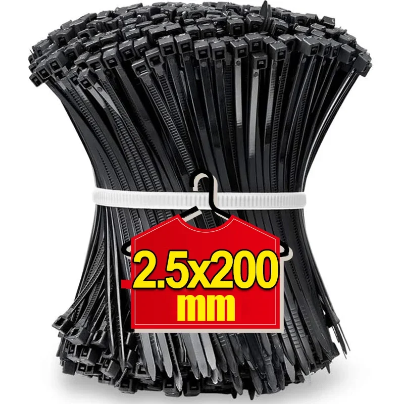 100–1000 Stück Kunststoff-Nylon-Kabelbinder, selbstsichernde Kabelbinder, Riemen, verstellbare Kabel, Befestigungsschlaufe, Heimbüro, Kabelbinder – Detail 8