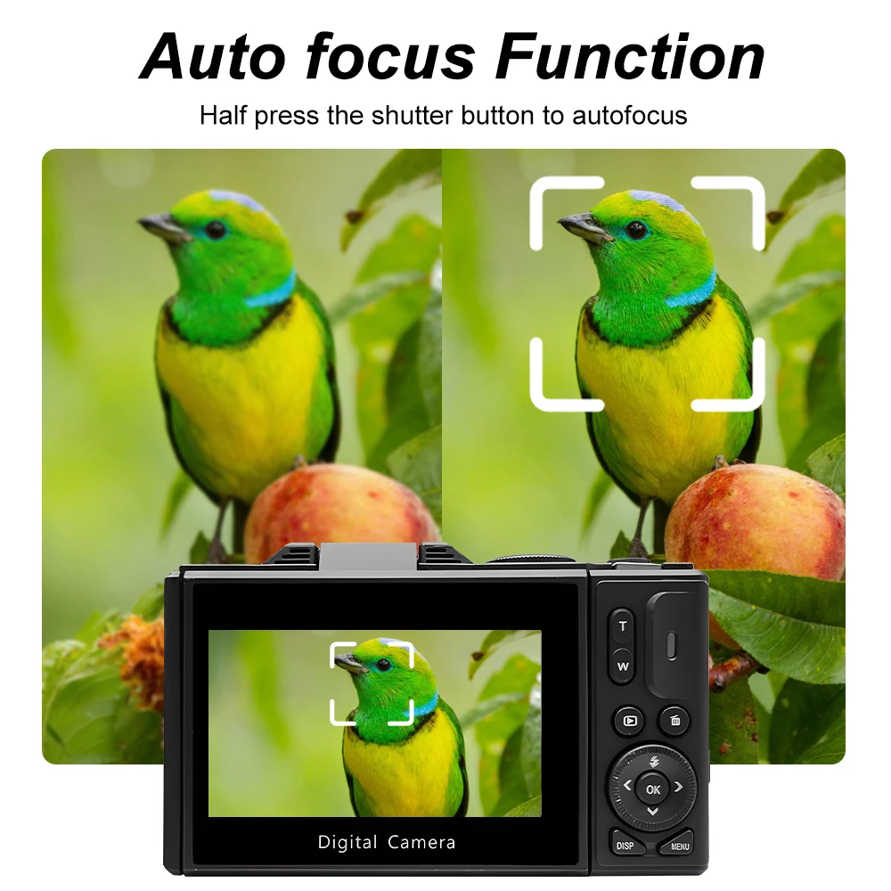 AC610 디지털 사진 카메라 4K 64MP 18배 디지털 줌 컴팩트 카메라 180 ° 플립 스크린 빈티지 브이로그 비디오 레코더