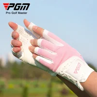 PGM 1 Pair Women's Open Finger Golf Gloves Breathable Mesh PU Sunscreen Finger Cover Left and Right Hand ST032 2