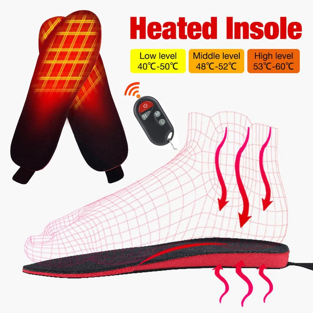 Heated insoles Rechargeable With Remote Control for Women Men Winter Warm Feet Heating shoe insole Warmer Pad Thermal lnsoles